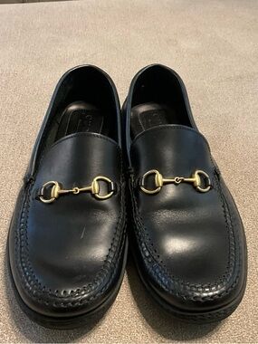 Gucci Black Leather Horsebit driving loafers size 9 1/2 women’s 100 0424b